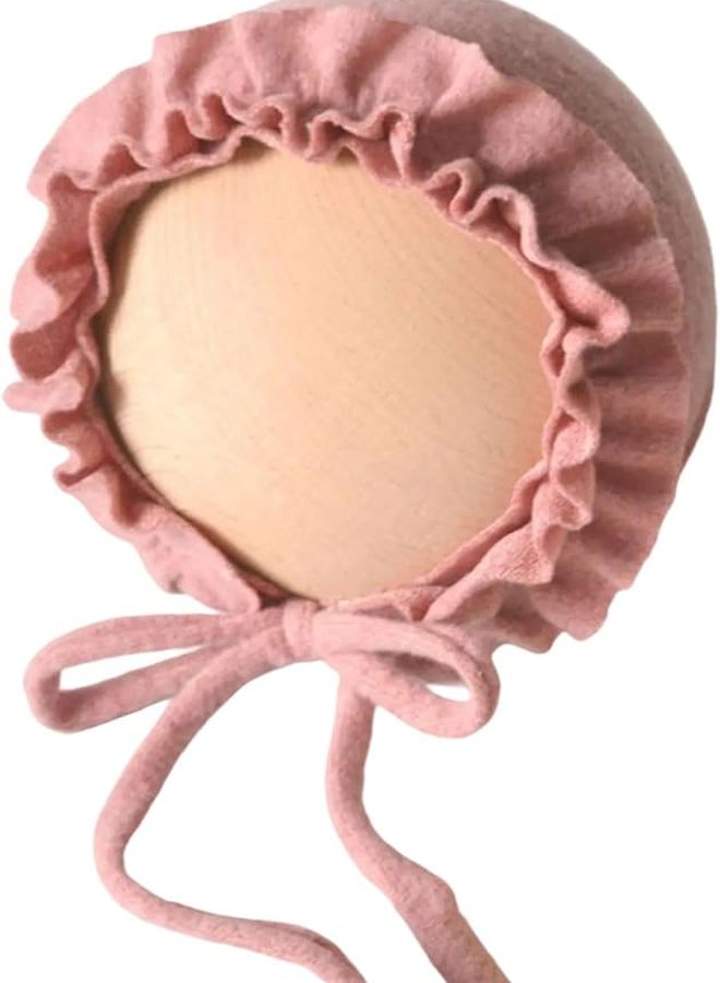 Watermelon Red Newborn Photography Hat Soft Spandex Baby Lace Rope Tied Elegant Design - Image 1